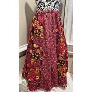 VTG Womens S/M 1960s Skirt Floral Pinup Rockabilly Swing Midi Cottagecore Circle